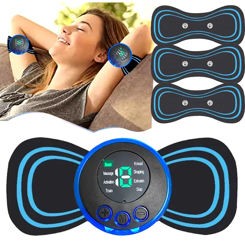 Electric Neck Massager with Adjustable Cervical Mini Massager, 4-Piece Replacement Patch Suitable for Full Body Massage