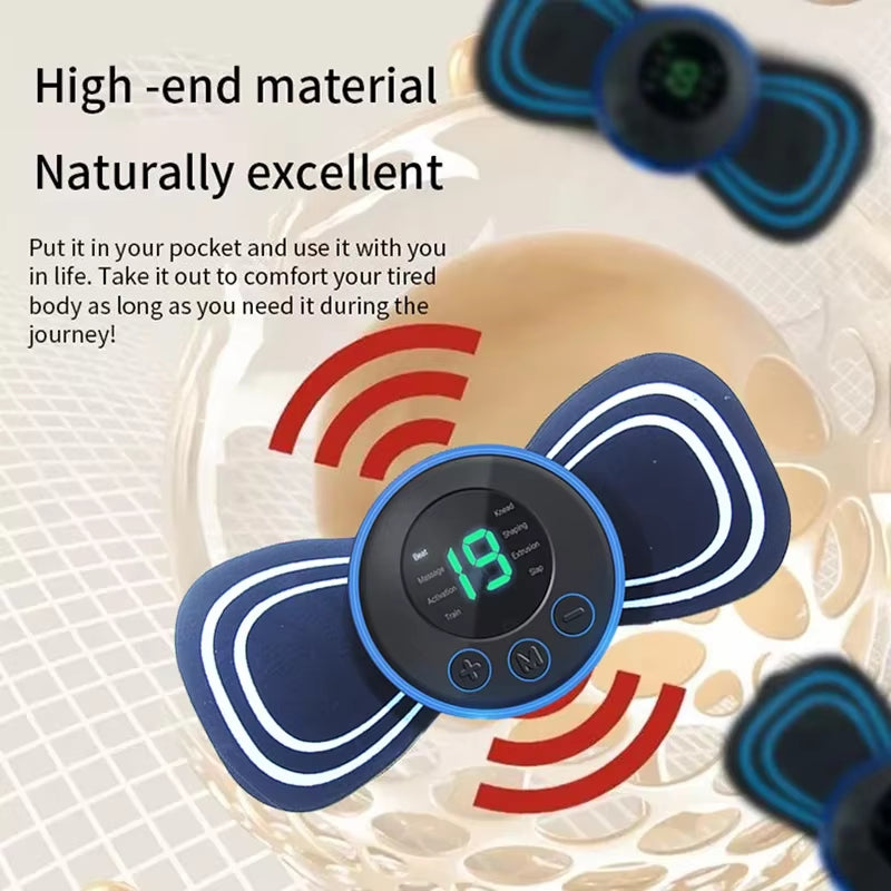 Electric Neck Massager with Adjustable Cervical Mini Massager, 4-Piece Replacement Patch Suitable for Full Body Massage