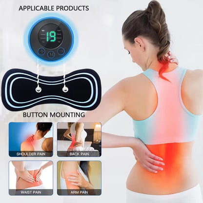 Electric Neck Massager with Adjustable Cervical Mini Massager, 4-Piece Replacement Patch Suitable for Full Body Massage