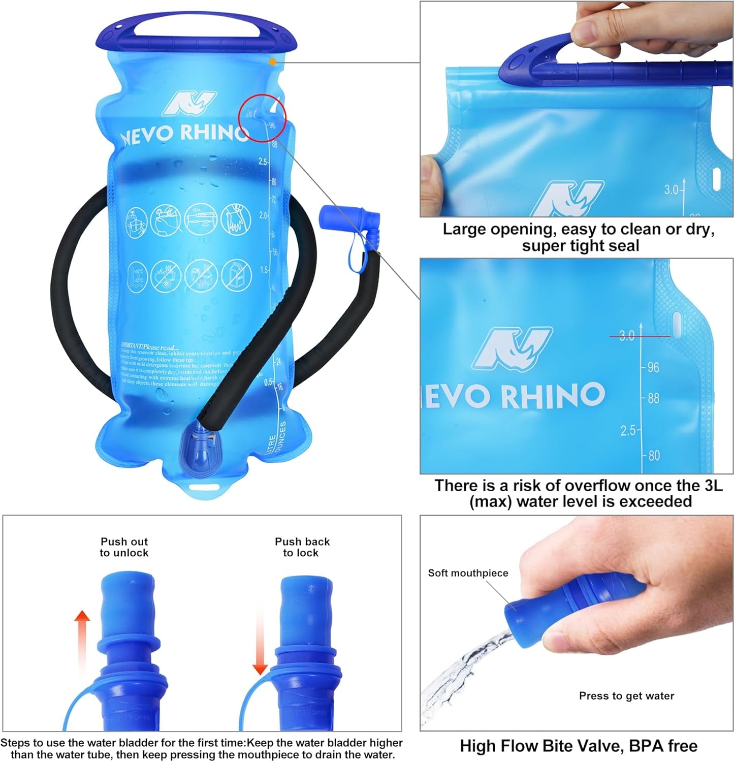 Hydration Backpack, Hydration Pack, Insulated Hiking Backpack with Water Bladder 3L for Hiking Cycling Running Biking Camping