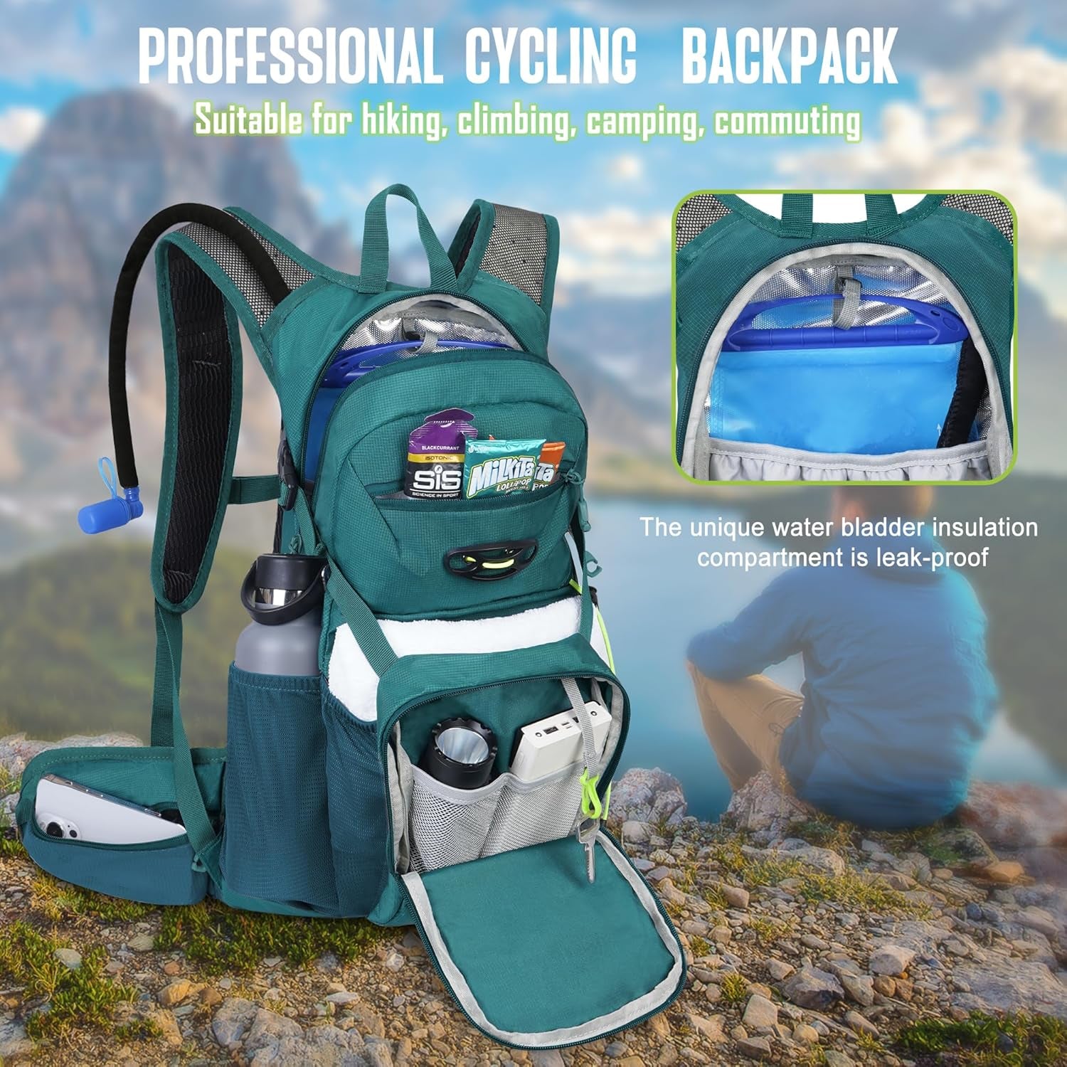 Hydration Backpack, Hydration Pack, Insulated Hiking Backpack with Water Bladder 3L for Hiking Cycling Running Biking Camping