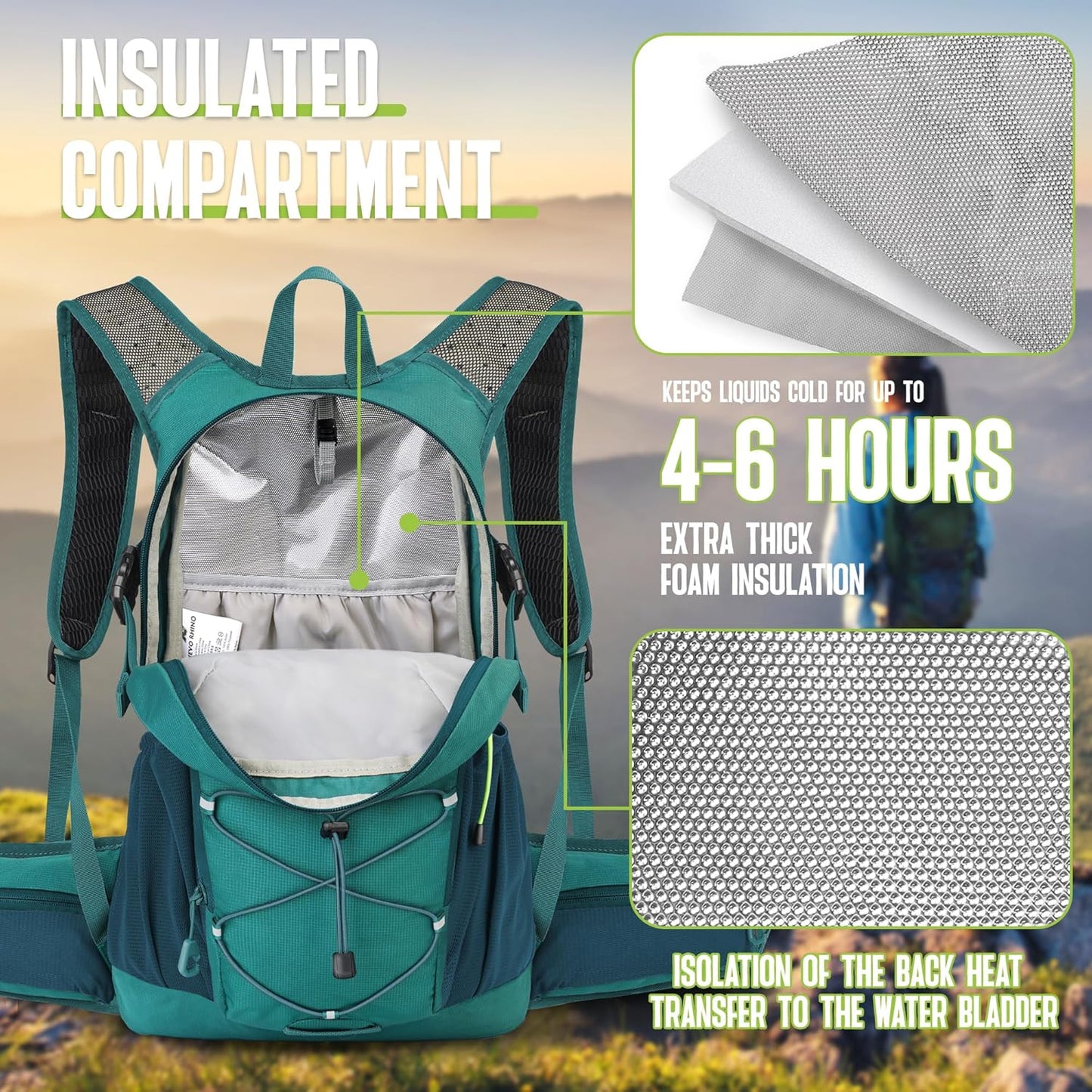 Hydration Backpack, Hydration Pack, Insulated Hiking Backpack with Water Bladder 3L for Hiking Cycling Running Biking Camping