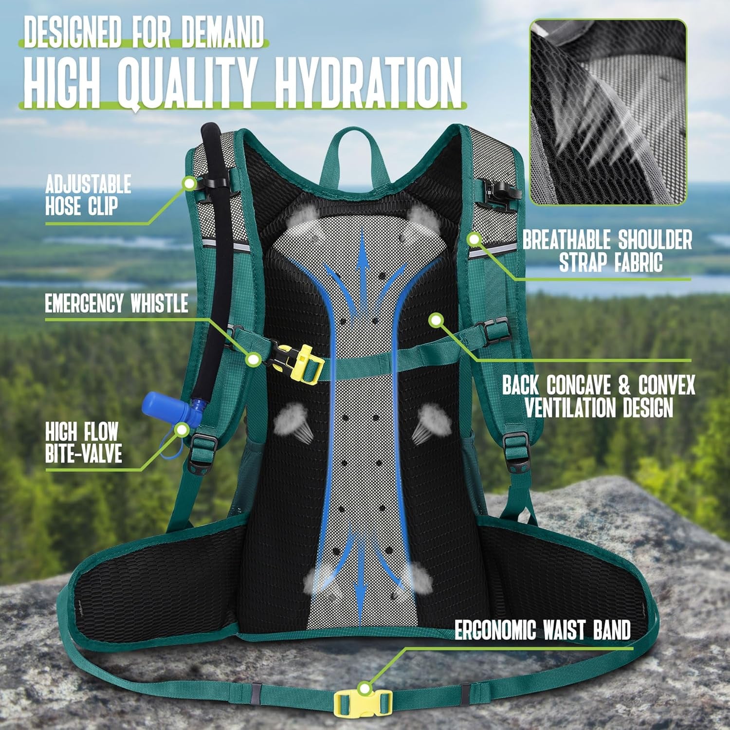 Hydration Backpack, Hydration Pack, Insulated Hiking Backpack with Water Bladder 3L for Hiking Cycling Running Biking Camping